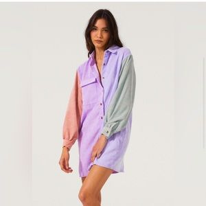 Nasty Gal Block Color Corduroy Shirt Dress